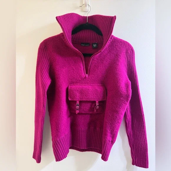 Moda International Magenta Cowl Neck Wool Sweater - Picture 4 of 4
